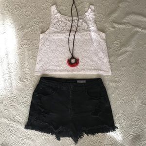 Hollister white lace tank size small